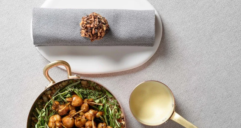 Gourmet dish at Villa Crespi three Michelin star restaurant